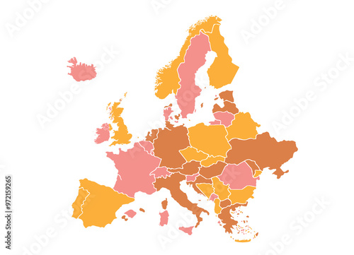 World map on white background. All countries in The World different colors. Can use for printing, website, presentation element, textile. World map vector illustration, high-resolution, travel.