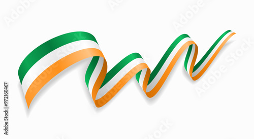 Irish flag wavy abstract background. Vector illustration.