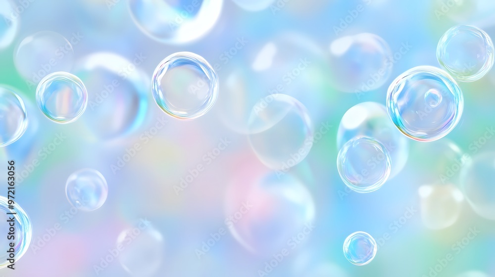 Abstract Blue Background with Soap Bubbles and Bokeh Abstract Blue Background with Soap Bubbles and Bokeh
