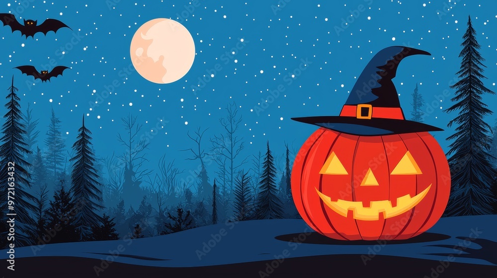 Fototapeta premium Halloween pumpkin scary jack o lantern holiday background