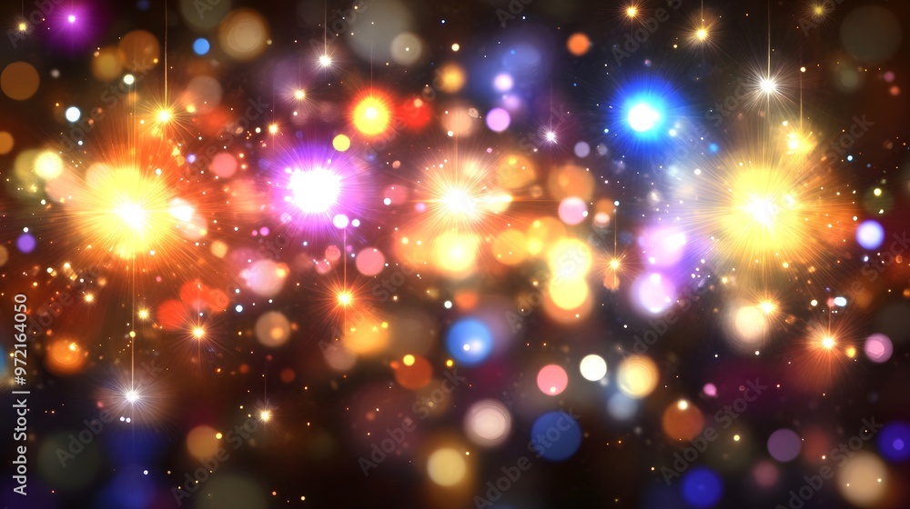 Fototapeta premium Abstract Colorful Bokeh Background with Lights and Stars
