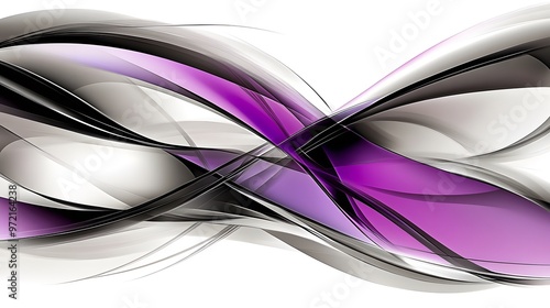 Abstract Purple and Black Swirls on White Background