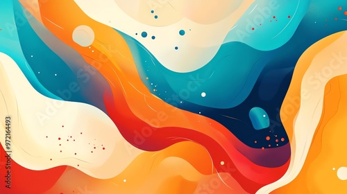 Abstract colorful waves and dots background.