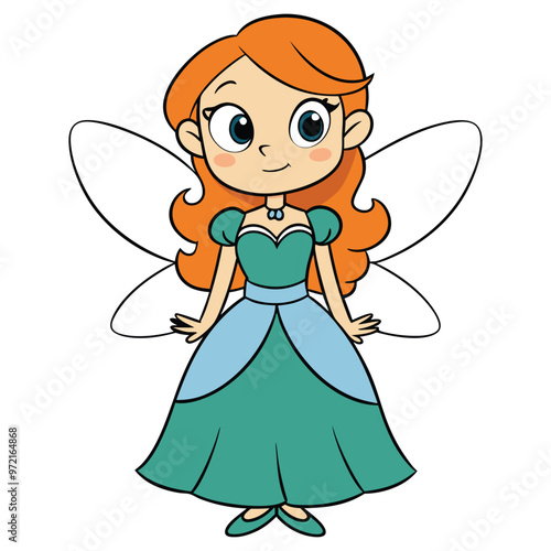 Cute Fairy Girl with Wings Cartoon Character