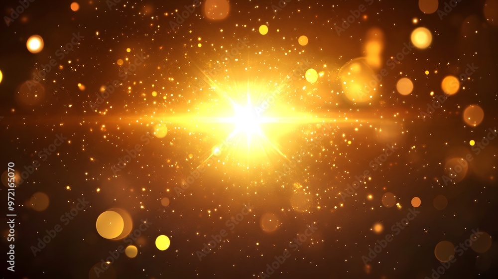 Obraz premium Abstract Golden Bokeh Background with Sparkling Lights and Glowing Effect