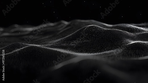 Abstract Black and White Wavy Digital Background