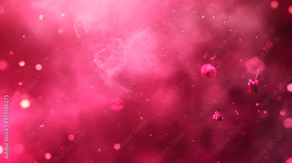 Abstract Pink Smoke Background with Rose Petals and Bokeh Abstract Pink Smoke Background with Rose Petals and Bokeh