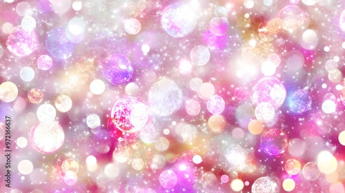 Abstract Pink and White Bokeh Lights Background