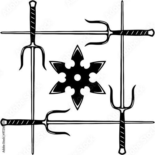 Ninja logo badge vector illustration