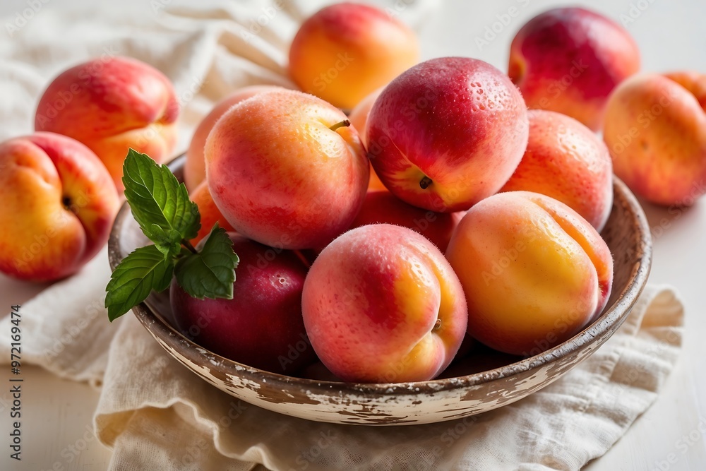 Vibrant Still Life of Fresh Peaches, Artistic Peach Photography, Vibrant Still Life of Fresh Peaches, Artistic Peach Photography,