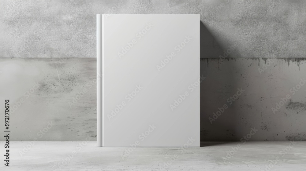 A blank white book mockup with a gray background, providing space for branding or design concepts A blank white book mockup with a gray background, providing space for branding or design concepts