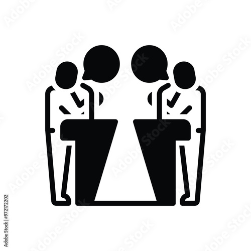 Black solid icon for debate