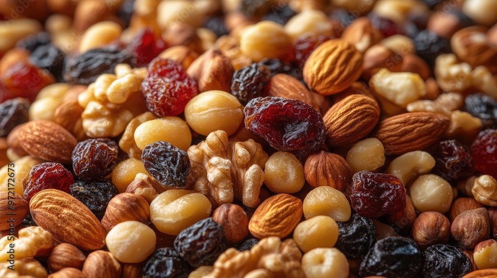 A Handful of Mixed Nuts and Dried Fruits for Healthy Snacking and Nutrition A Handful of Mixed Nuts and Dried Fruits for Healthy Snacking and Nutrition