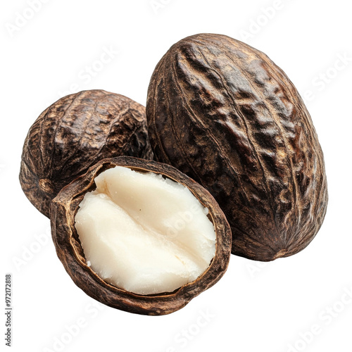 Shea nuts harvested for shea butter extraction in a natural setting during daylight