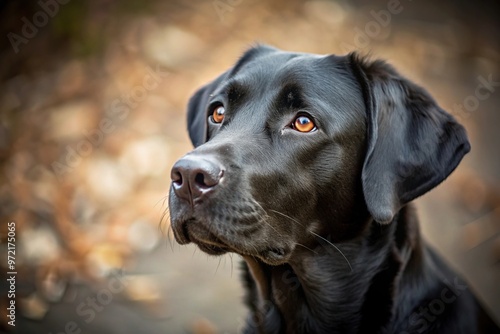 Black Labrador Retriever staring into the distance