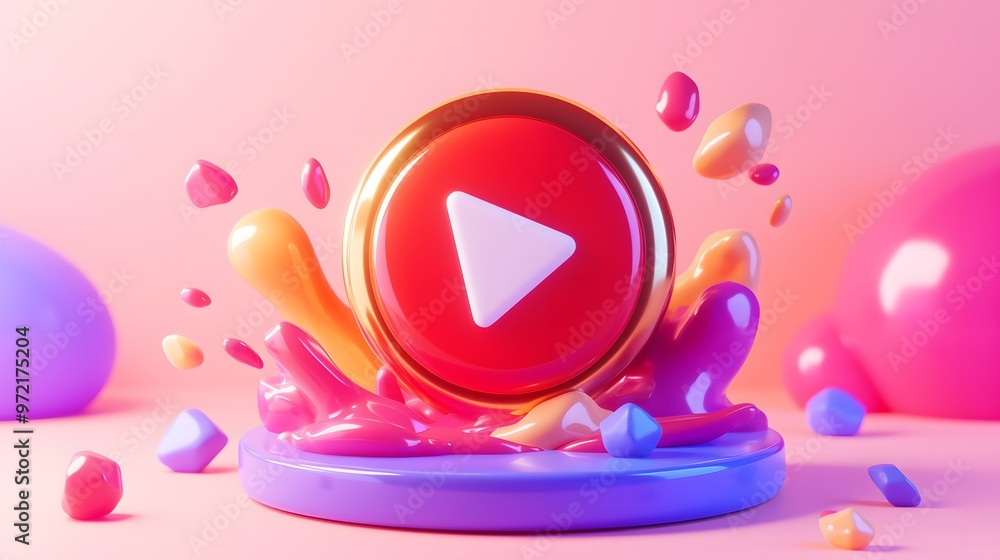 Play Button in Colorful Abstract Background. Play Button in Colorful Abstract Background.