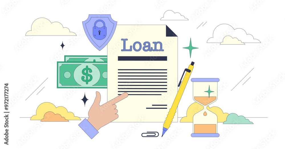 Ταπετσαρία Unsecured personal loan for borrowing money tiny person neubrutalism concept, transparent background