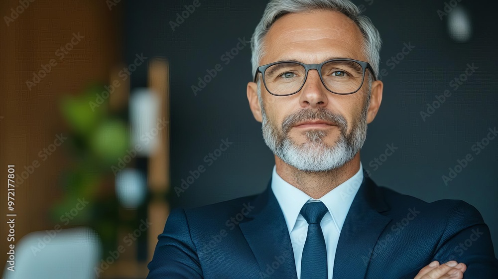 Executive with a satisfied expression after a successful negotiation, negotiation influence, victory in business Executive with a satisfied expression after a successful negotiation, negotiation influence, victory in business