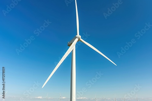 Dynamic angle of wind turbine blades, green energy, engineering focus photo