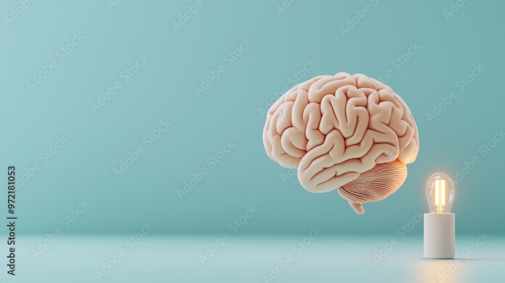 Creative concept of a human brain illuminated by a light bulb, symbolizing ideas, intelligence, and innovation. Creative concept of a human brain illuminated by a light bulb, symbolizing ideas, intelligence, and innovation.