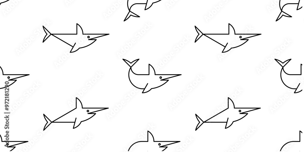 Seamless pattern with Swordfish. isolated on white background Seamless pattern with Swordfish. isolated on white background
