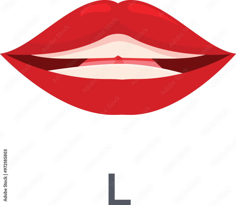 Obraz premium Female mouth is making the l sound for teaching pronunciation