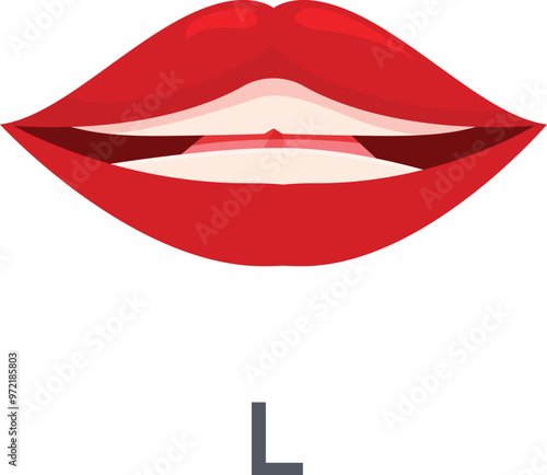 Female mouth is making the l sound for teaching pronunciation