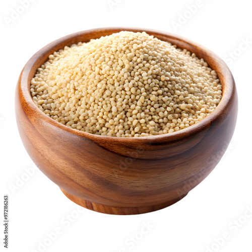 sesame wooden bowl isolated on transparent background