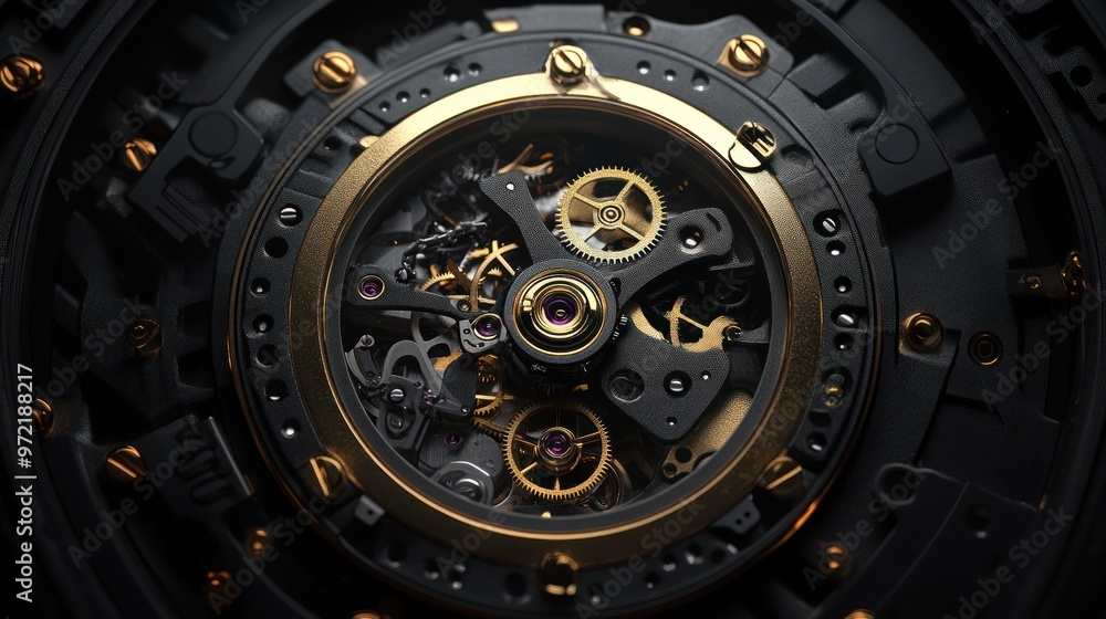Close-up of intricate watch mechanism showcasing gears and precision engineering. Close-up of intricate watch mechanism showcasing gears and precision engineering.