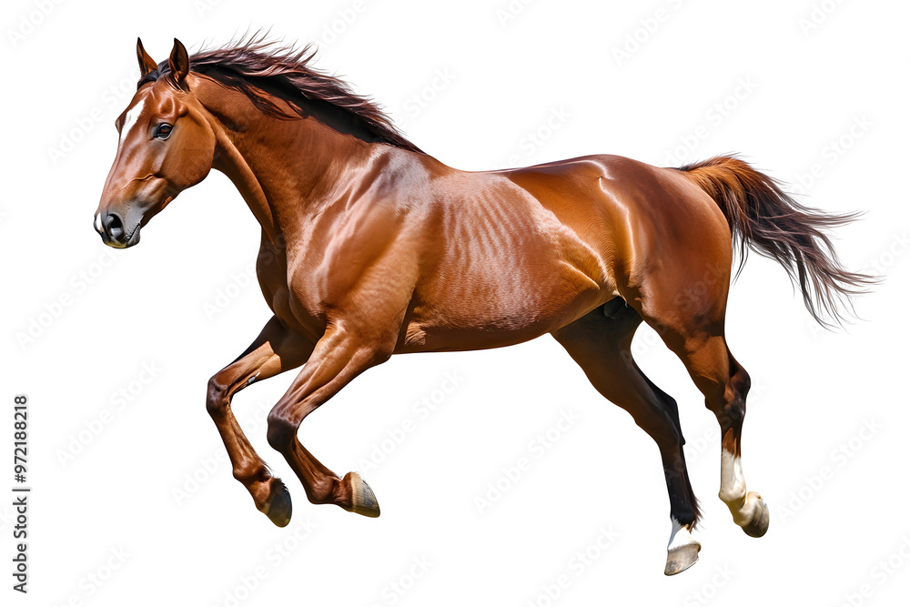 Running brown horse isolated on white background Running brown horse isolated on white background