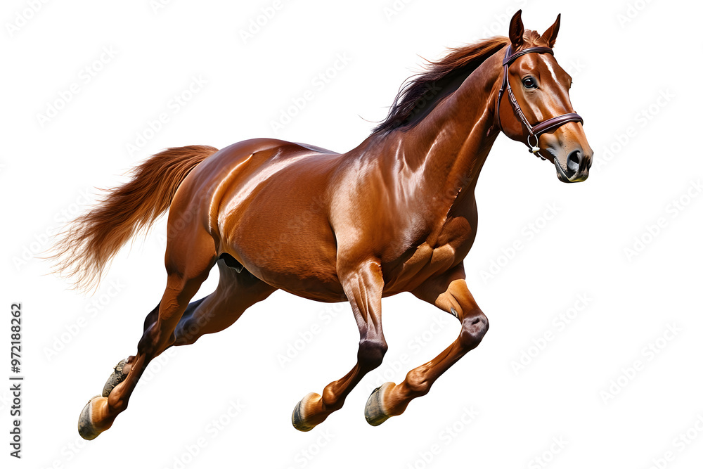 Running brown horse isolated on white background Running brown horse isolated on white background