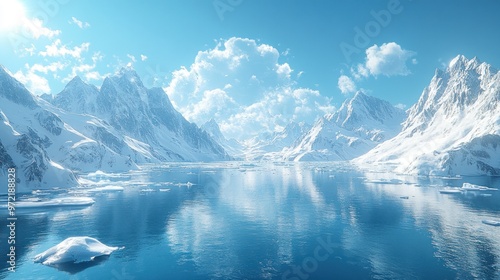 Wallpaper Mural Snowy Mountain Range Reflecting in Calm Blue Water Torontodigital.ca