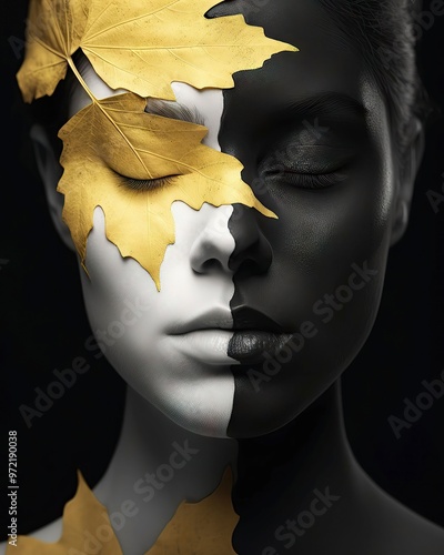 portrait of a person with leaves