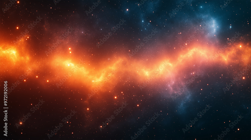 Fototapeta premium The Cosmic Ribbon of Fiery Energy Spanning the Starry Expanse in the Depths of Space