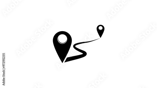 Distance symbol , black isolated silhouette