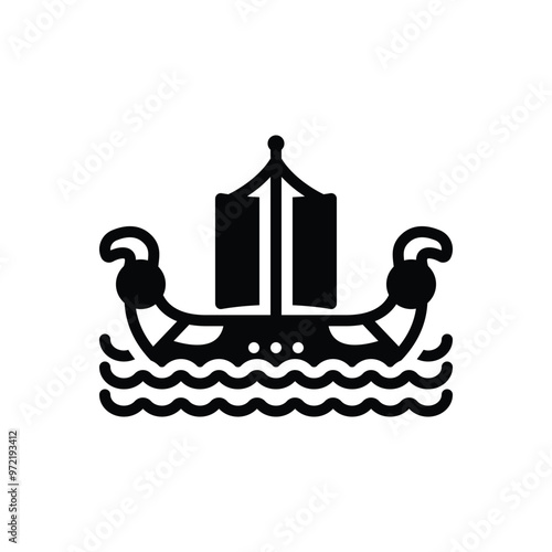 Black solid icon for boat turtle