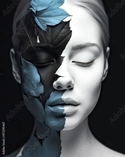 portrait of a person with leaves
