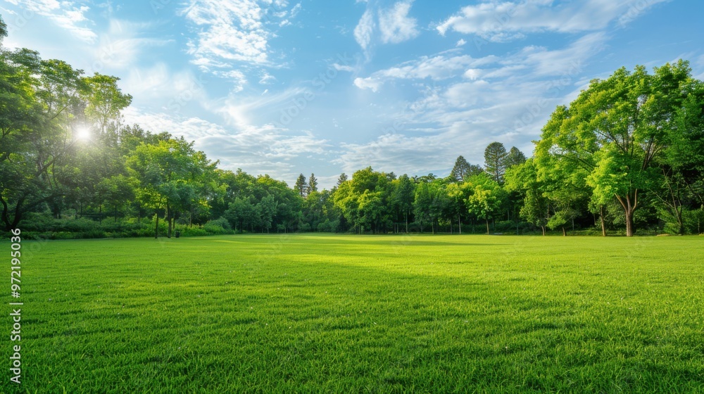 Background texture of clean and wellmaintained grass lawn with a variety of trees in the background against beautiful sky Vacant ground or empty unpowered campsite in a park Copy space Background texture of clean and wellmaintained grass lawn with a variety of trees in the background against beautiful sky Vacant ground or empty unpowered campsite in a park Copy space