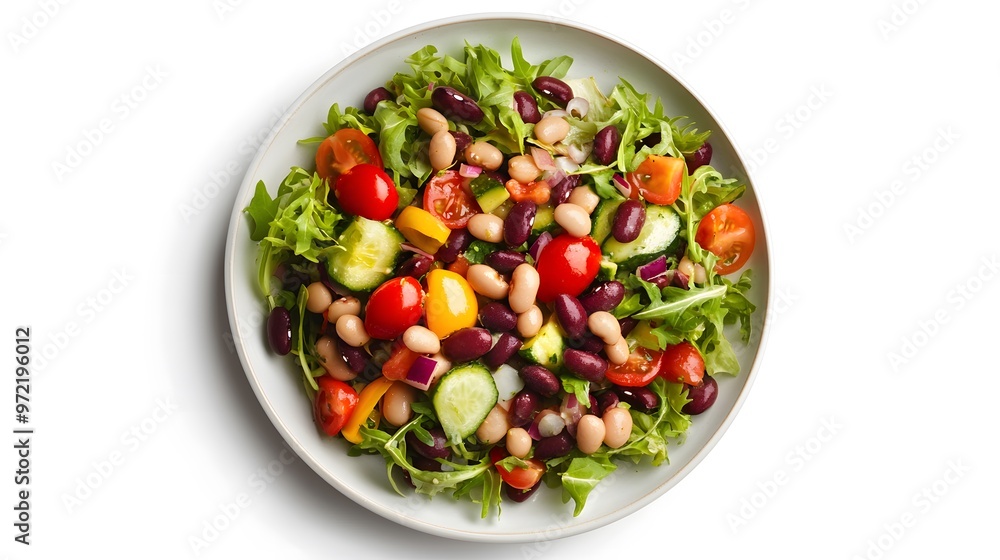 Fresh and colorful mixed bean salad with cherry tomatoes and arugula Fresh and colorful mixed bean salad with cherry tomatoes and arugula