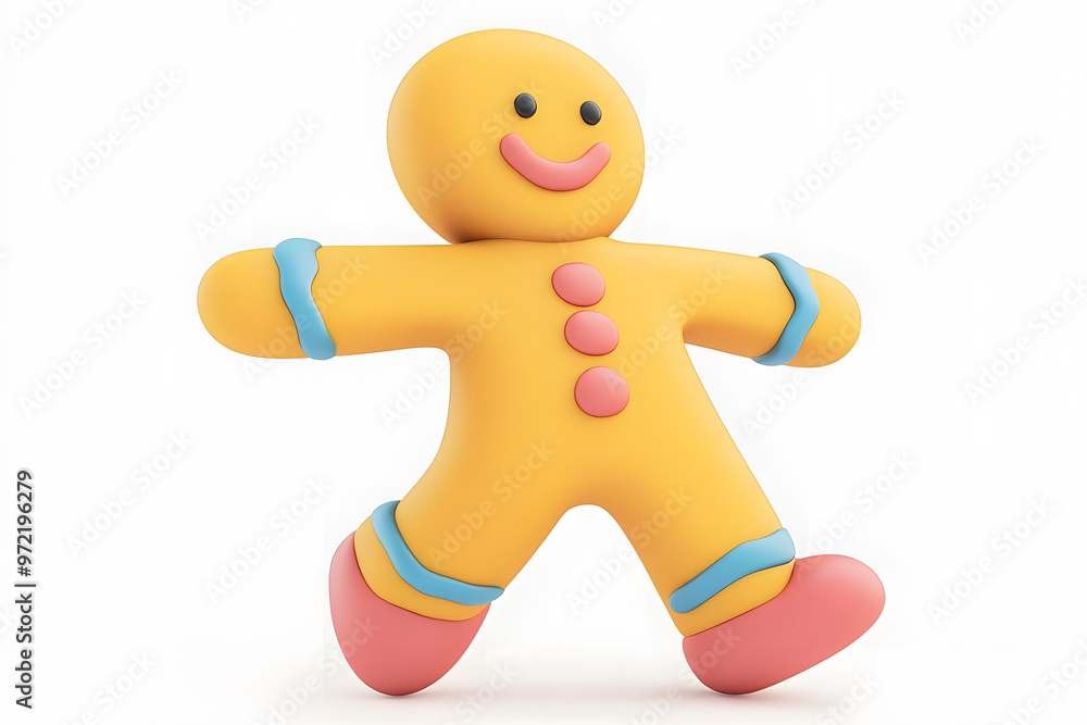 3d cartoon Gingerbread man cookie isolated on white background 3d cartoon Gingerbread man cookie isolated on white background