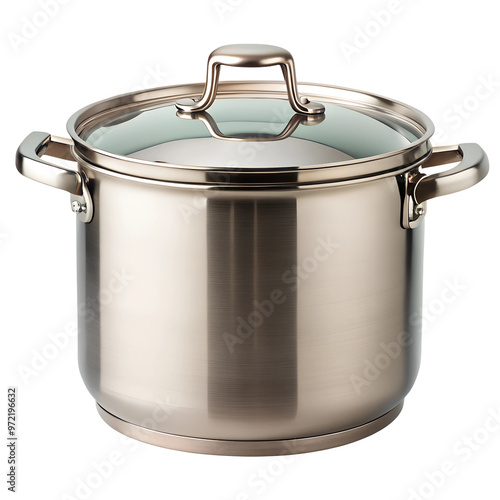 Stylish stainless steel cooking pot with a glass lid, perfect for various cooking needs in modern kitchens.