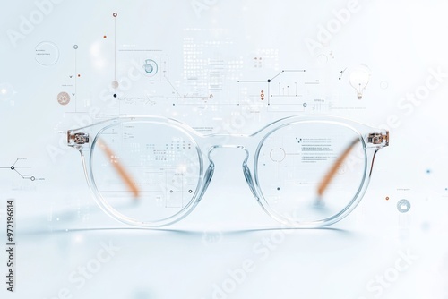 A glasses vision luxury flat design illustration Clear frame Pastel colors  photo