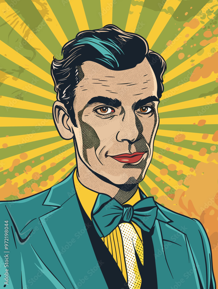 Fototapeta premium Portrait of a man in retro style. Vector illustration