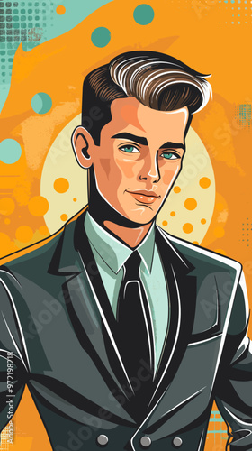 Portrait of a man in retro style. Vector illustration