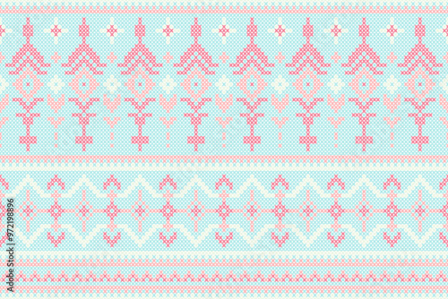 Ethnic Abstract, Design Vintage Knitted Pattern. Seamless Background