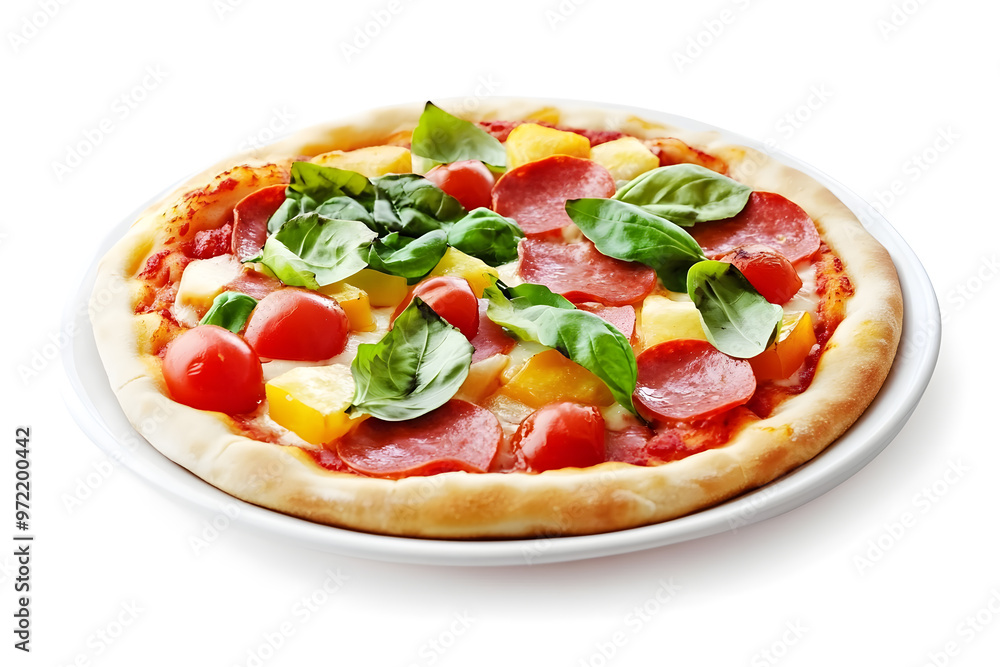 Delicious pizza isolated on a white background Delicious pizza isolated on a white background