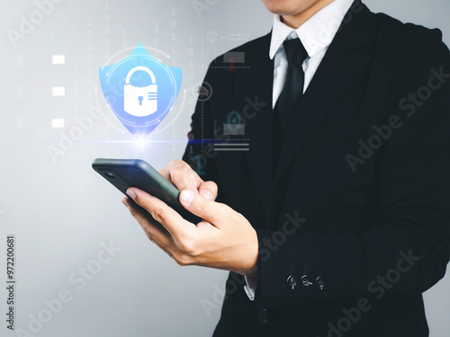 Cyber ​​Security Firewall Internet Security Internet data protection technology of corporate data, company data and personal data in network connection to prevent digital crime.