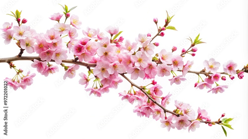 Blooming cherry blossom branch isolated on white background Blooming cherry blossom branch isolated on white background