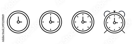 Collection of clock icons vector illustration. Time and watch icon set isolated on white background. Stopwatch symbol for web design
