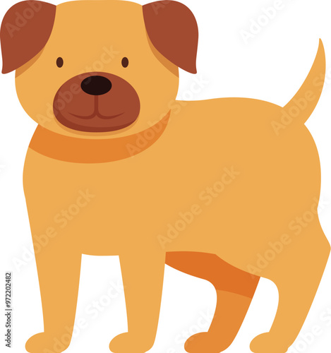 Cartoon illustration of a dog standing with its tail wagging